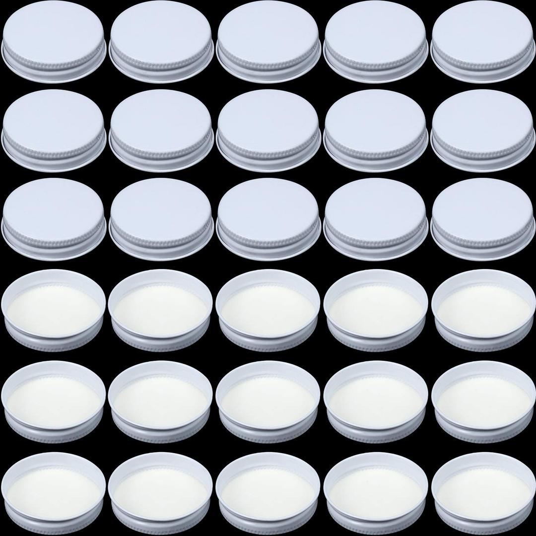 38 mm White Growler Caps Lids, Seal Screw Caps Lid,Tinplate Metal Screw Caps with White Filling Glue Fits for Most 1/2 and 1 Gallon Jugs (36 Pieces)