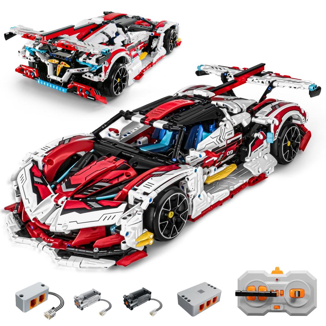 Super Car Building Kits - with Easy Drifting Wheels, Remote Control Function, Electric Gull-Wing Doors - Collectible 1:10 Scale Model Technique Car Building Blocks Set for Adults (2277 PCS)