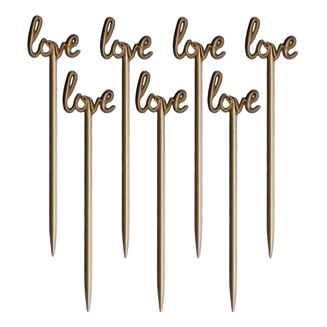 Coffee and Cocktail Stirrers, Reusable Plastic Drink Stirrer Sticks, 48 Swizzle Sticks, Use as a Cocktail Garnish or Cocktail Mixers, Wedding, 6 inch (LOVE Food Garnish)