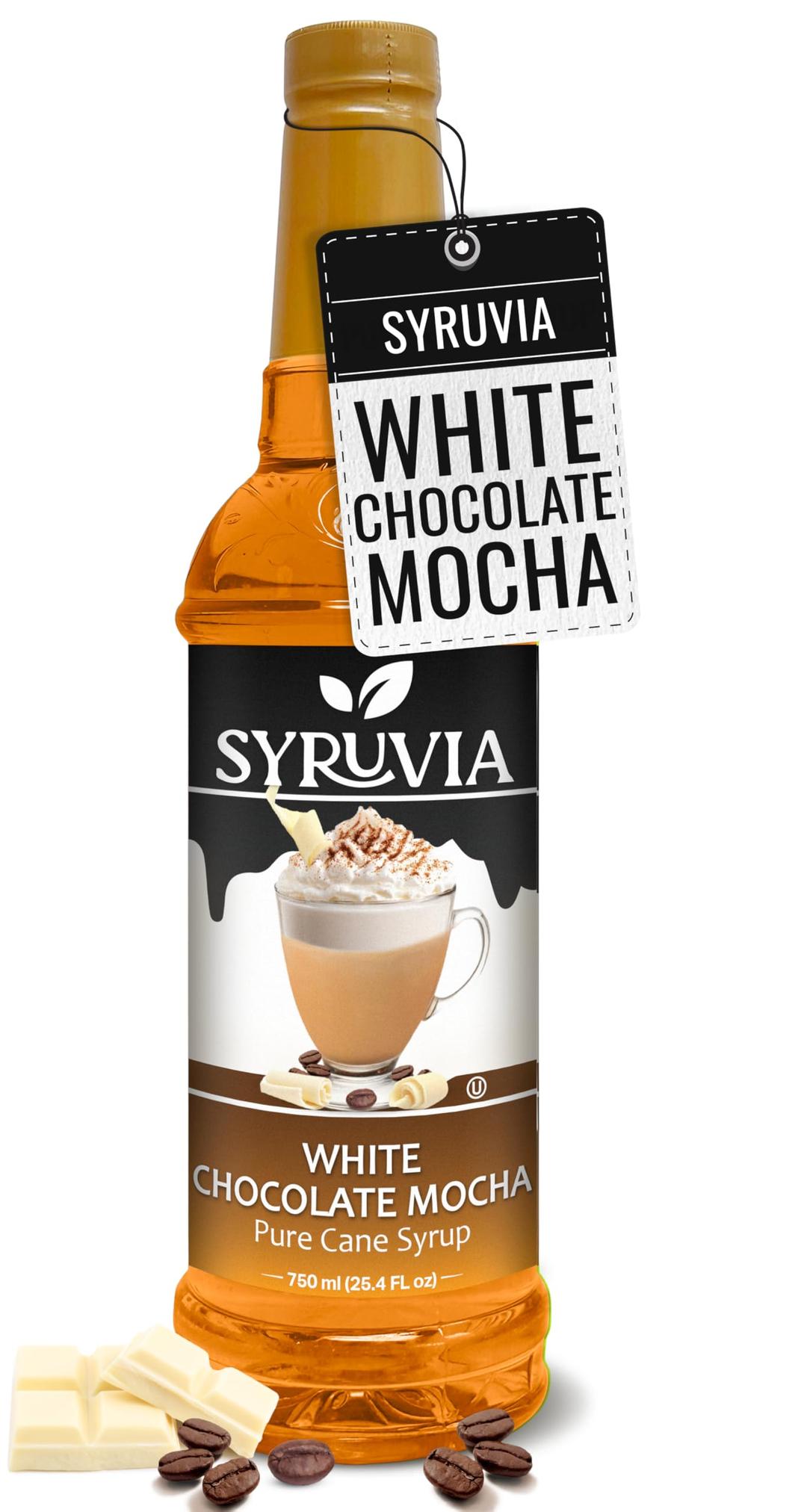 Syruvia White Chocolate Mocha Syrup For Coffee 25.4 Ounces, White Chocolate Mocha Flavoring For Coffee