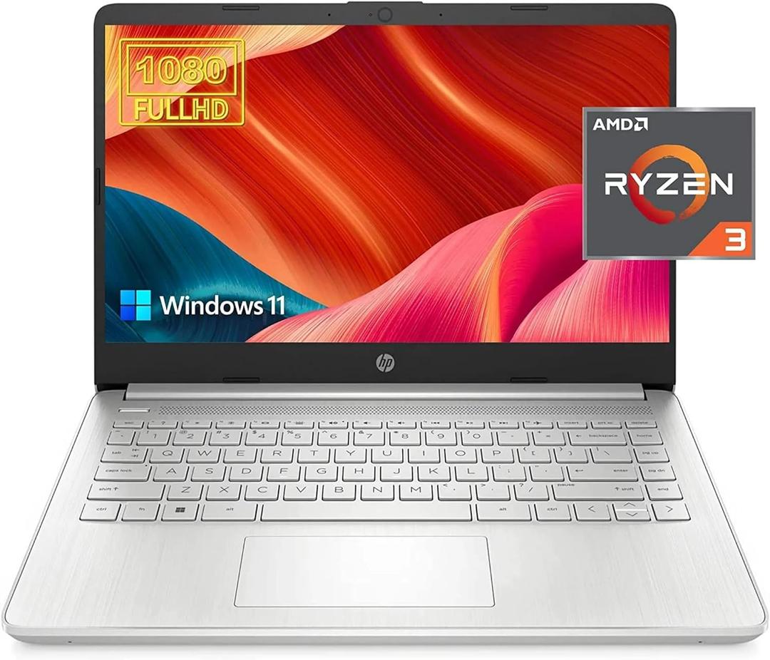 HP 2022 Newest 14 inch FHD Display Laptop, AMD Ryzen 3 3250U (Beat i5 7200U), 12GB RAM, 256GB SSD, AMD Radeon Graphics, WiFi 6, Bluetooth, Windows 11 Home, Bundle with JAWFOAL (Upgraded)