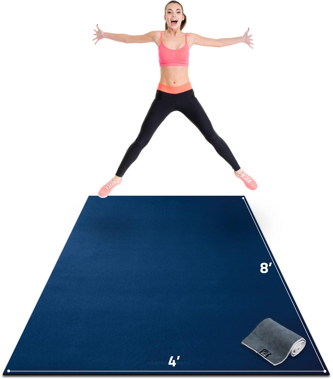 Gorilla Mats Premium Large Exercise Mat – 8' x 4' x 1/4" Ultra Durable, Non-Slip, Workout Mat for Instant Home Gym Flooring – Works Great on Any Floor Type or Carpet – Use With or Without Shoes