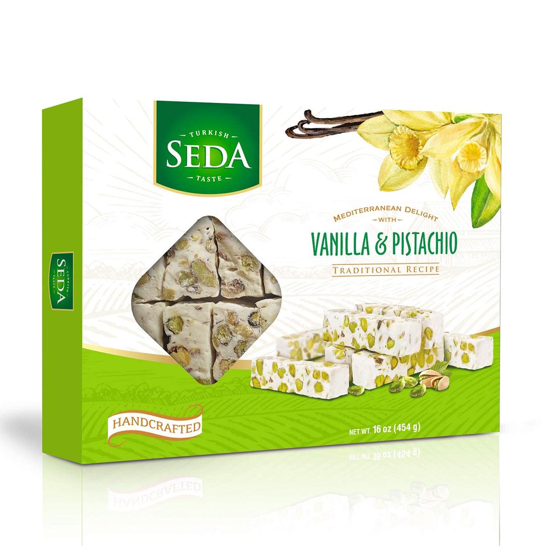 Mediterranean Delight with Vanilla & Pistachio, a special Turkish Delight (16 oz)