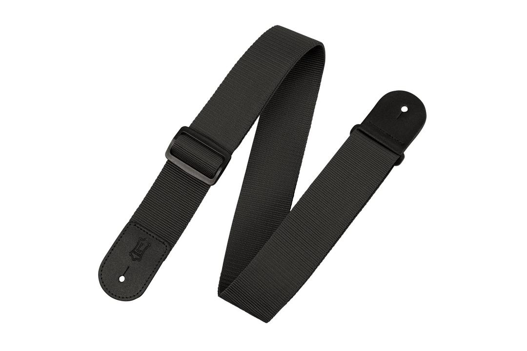 Levy'sLeathers 2" Polypropylene Guitar Strap with Genuine Leather Ends and Tri-glide Adjustment; Black (M8POLY-BLK)