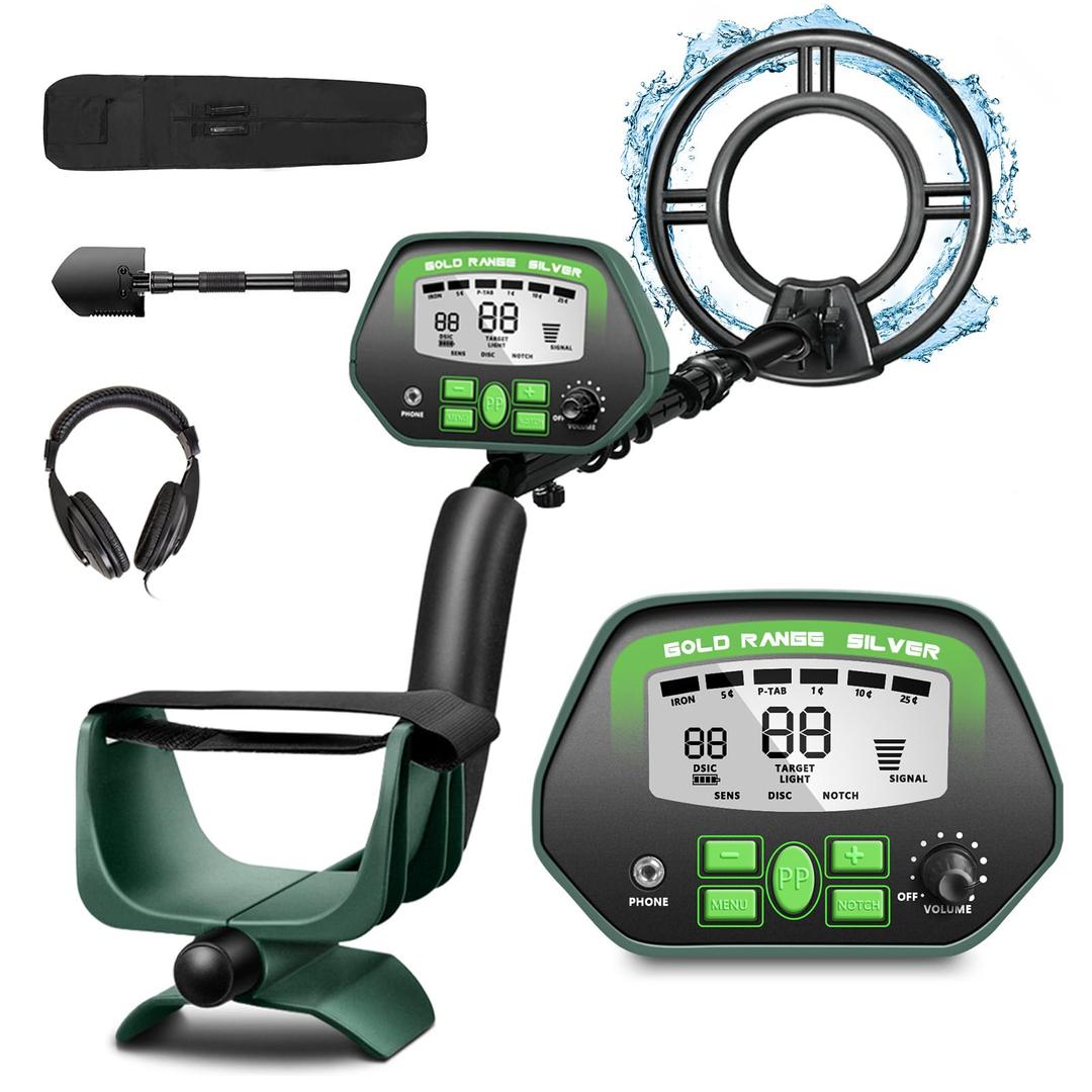 Metal Detector for Adults Professional - IP68 Waterproof Metal Detector, High Accuracy, All Metal, Disc, Notch & Pinpoint Modes, Bigger LCD Display, 10” Waterproof Search Coil, New Advanced DSP Chip