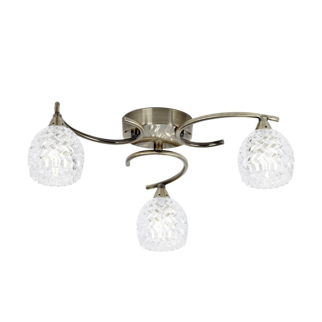 3 Light Semi Flush Light Finish: Antique Brass