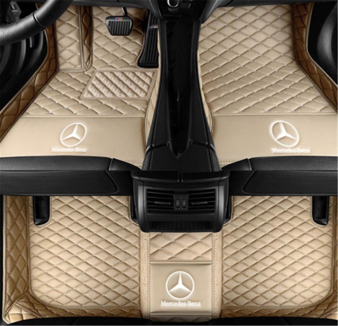 Custom Fit XPE Leather 3D Full Surrounded Waterproof Car Floor Mats for Mercedes-Benz S class S280 S300 S320 S400 S500 S550 S680 2014-2019 car floor mat with logo (beige, Benz S class 2014-2016)