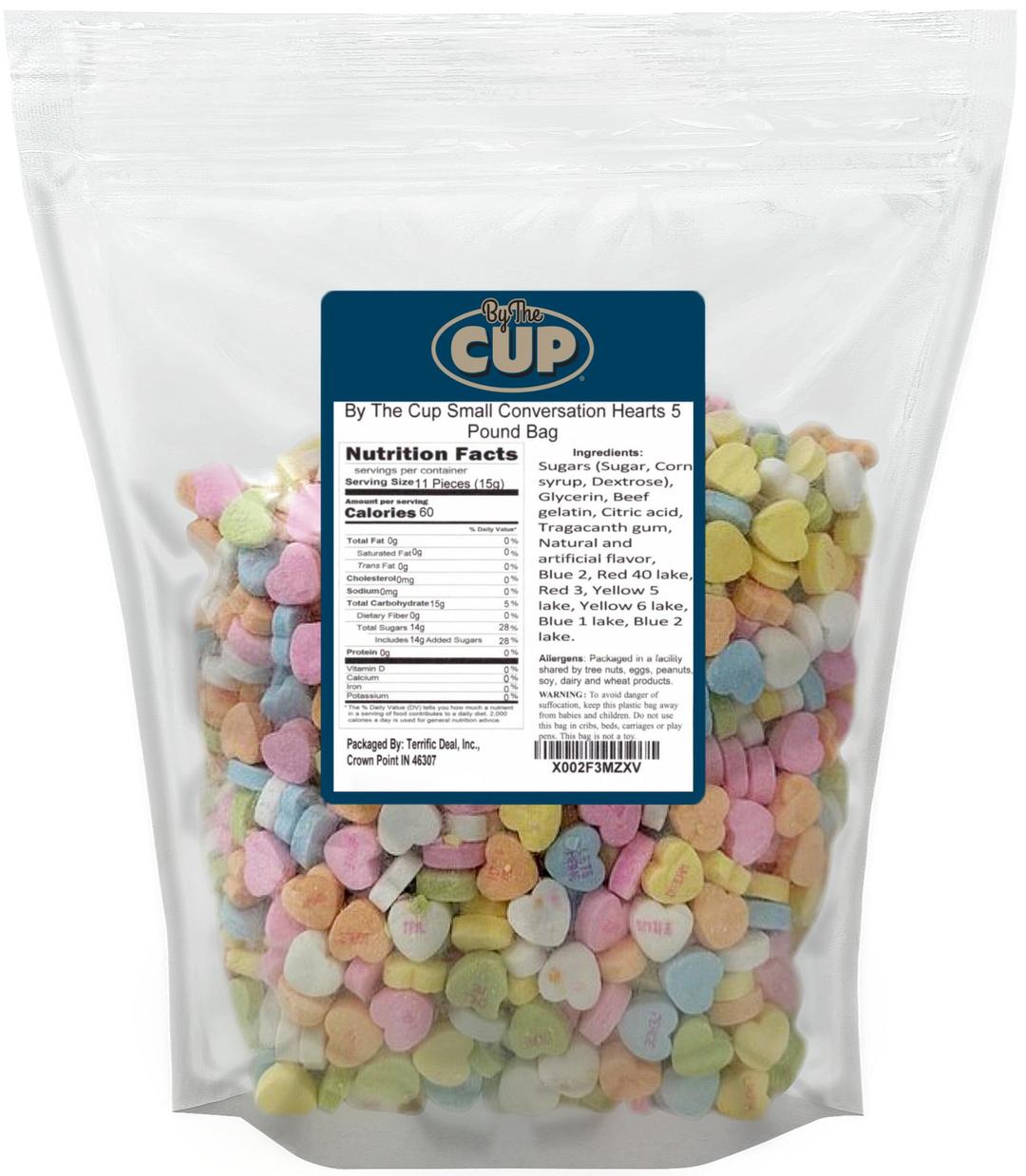 By The Cup Small Candy Conversation Hearts, 5 Pound Bulk Bag