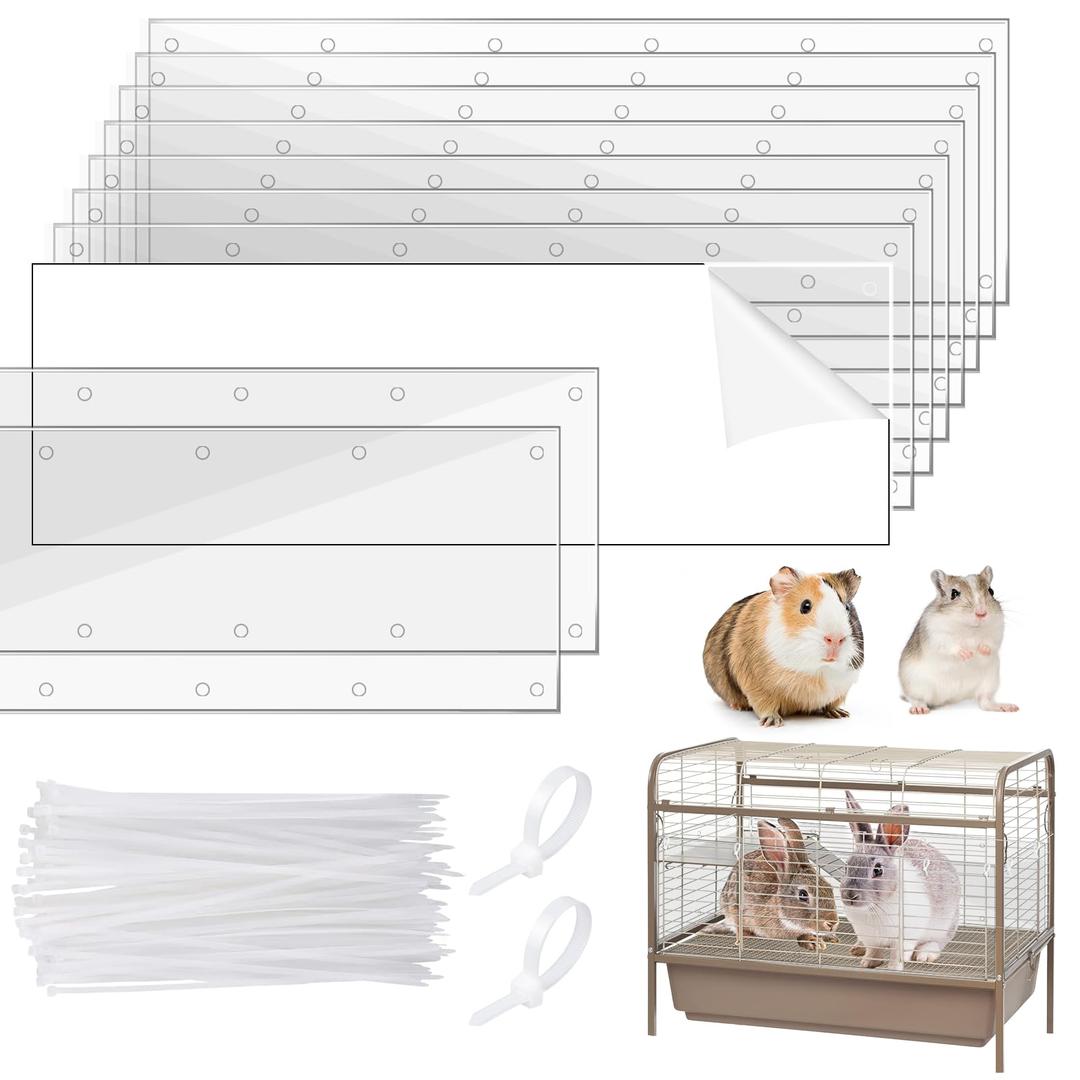 UNIFAMILY10Pcs Pet Cage Liner, Flexible 14”×4.5” Pet Cage Guard Liners Clear, Scatter Guard for Cage, Rabbit Urine Guard Clear Sheet,Guinea Pig Cage Urine Guard Side Lining (10pcs 14”×4.5”)