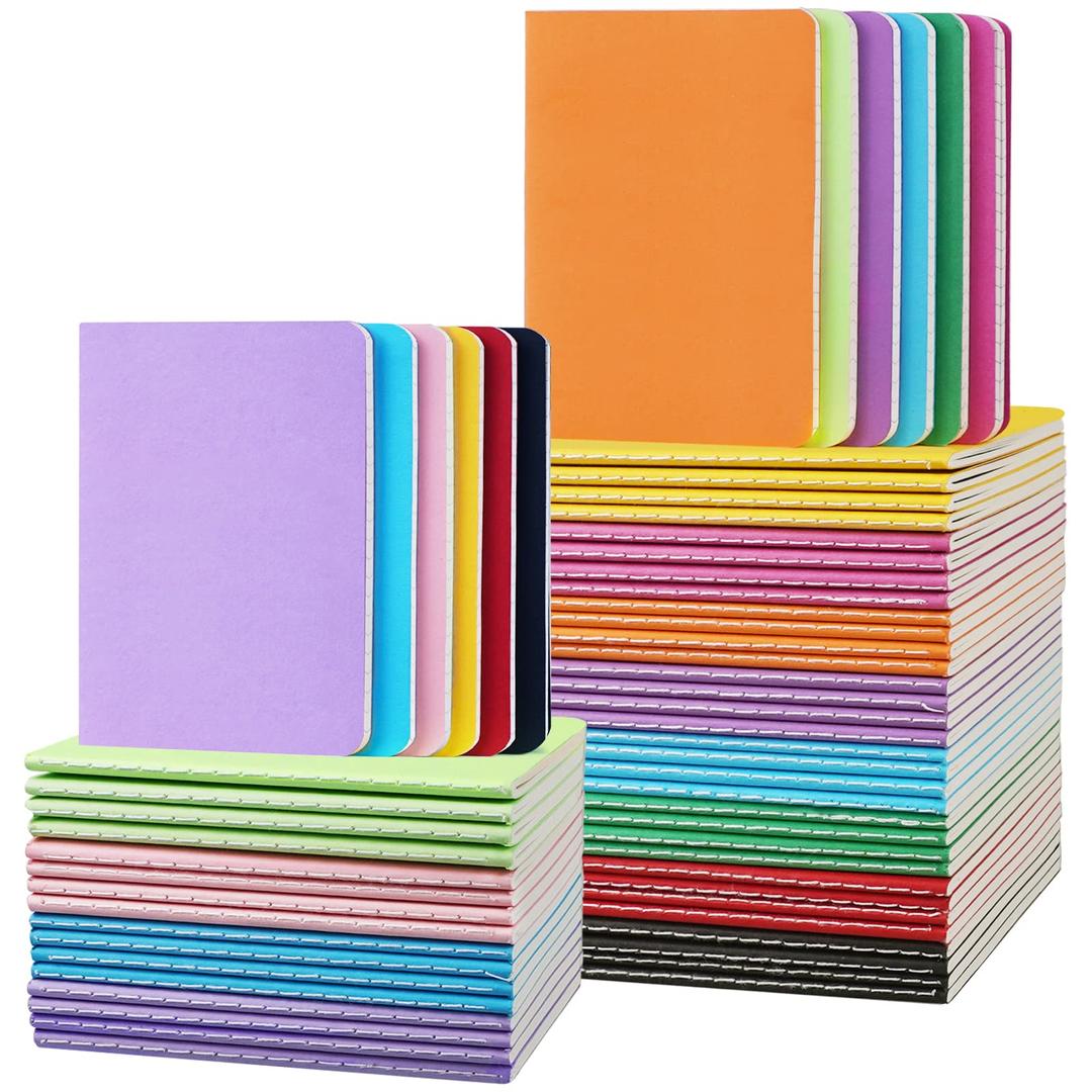 Gwybkq Small Lined Notepads Bulk 60 Pack Mini Journal Pocket Notebooks Set Colorful Cover Notebooks for Kids 3.5 x 5.5 Inches, 30 Sheets/60 Pages