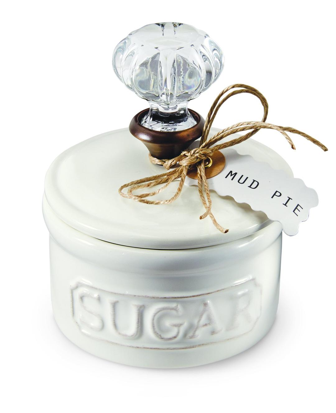 Mud PieDoor Knob Sugar Bowl, White 5.85H X 6.7L X 6.35W