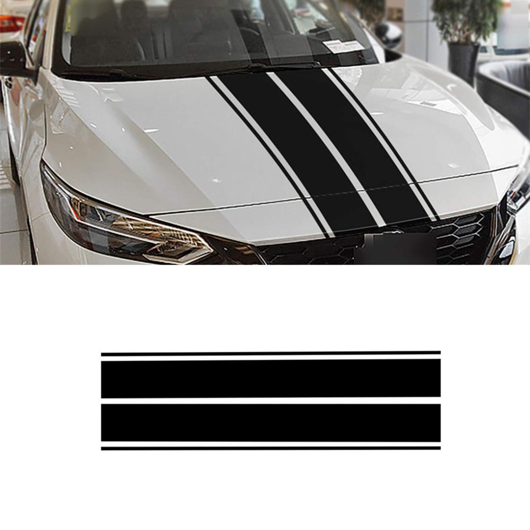 Car Hood Decal Sticker Universal Auto Racing Body Stripe Vinyl Modified Exterior Decoration Accessories Decal,Black