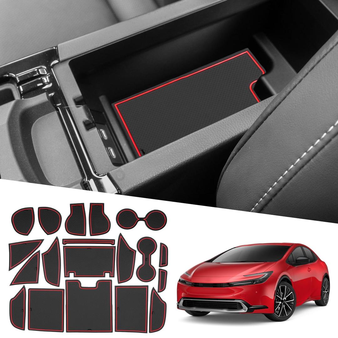 Door Slot Mat for 2023 Toyota Prius 2024 Accessories 19PCS/Sets Non-Slip Dust Interior Mat 2023+ Toyota Prius Cup Holder Inserts Center Console Liner Compatible with 2023 2024 Toyota Prius