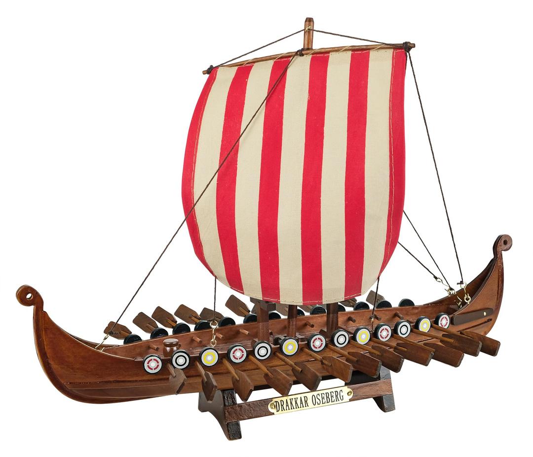 SAILINGSTORY Wooden Viking Ship Model Drakkar Oseberg 1/60 Scale Replica Scandinavian Dragon Longship Model