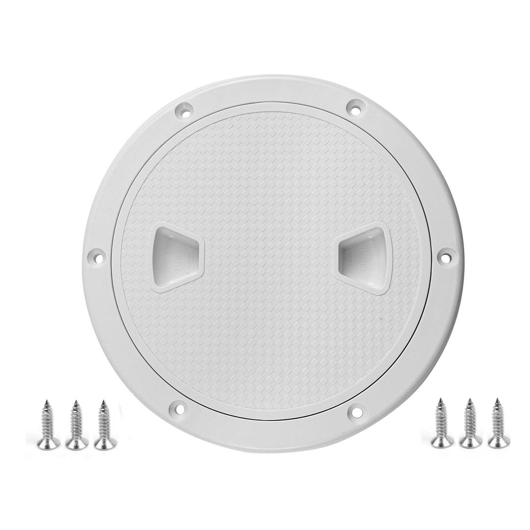 6" White Circular Inspection Hatch Marine Access Port Hatch Cover,Boat ABS Round Non Slip Inspection Hatch,Deck Plate with Screws,With Bottom Seal,Rubber O-rings And Sponge Seal Double Waterproof