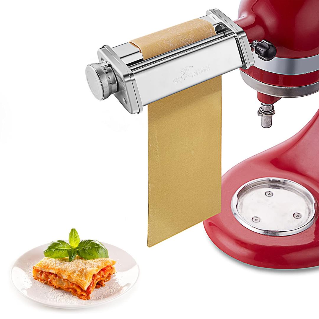 Patsa Roller Attchemnt for Kitchenaid Stand Mixer, Pasta Roller Kitchenaid Attachment, Stainless steel Pasta Roller Machine with 8 Adjustable thickness knob by Gvode