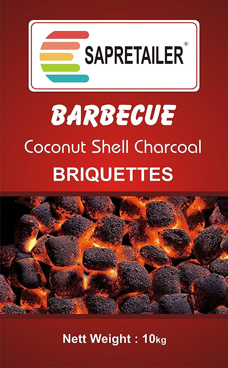 SAPRETAILER Coconut Shell Charcoal Briquettes for Barbecue 10Kg