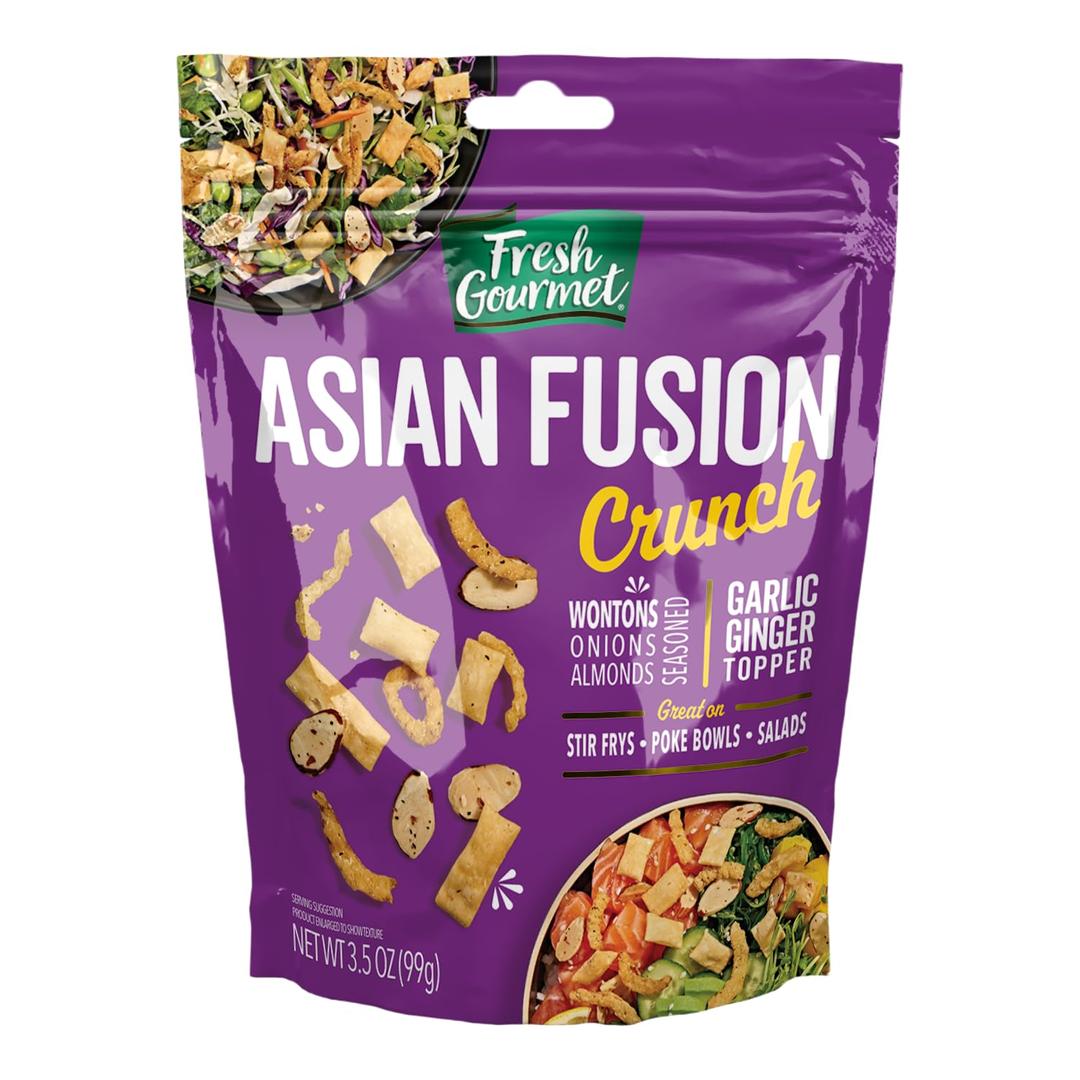 Fresh GourmetAsian Fusion Crunch - 3.5oz Pouch, Single | Garlic Ginger Wontons, Crispy Onions, Sliced Almonds | Elevate Salads, Poke Bowls, Stir-frys