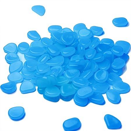 Glow in The Dark Rocks 100Pcs Blue Glow Stones, Glowing Rocks for Fish Tank