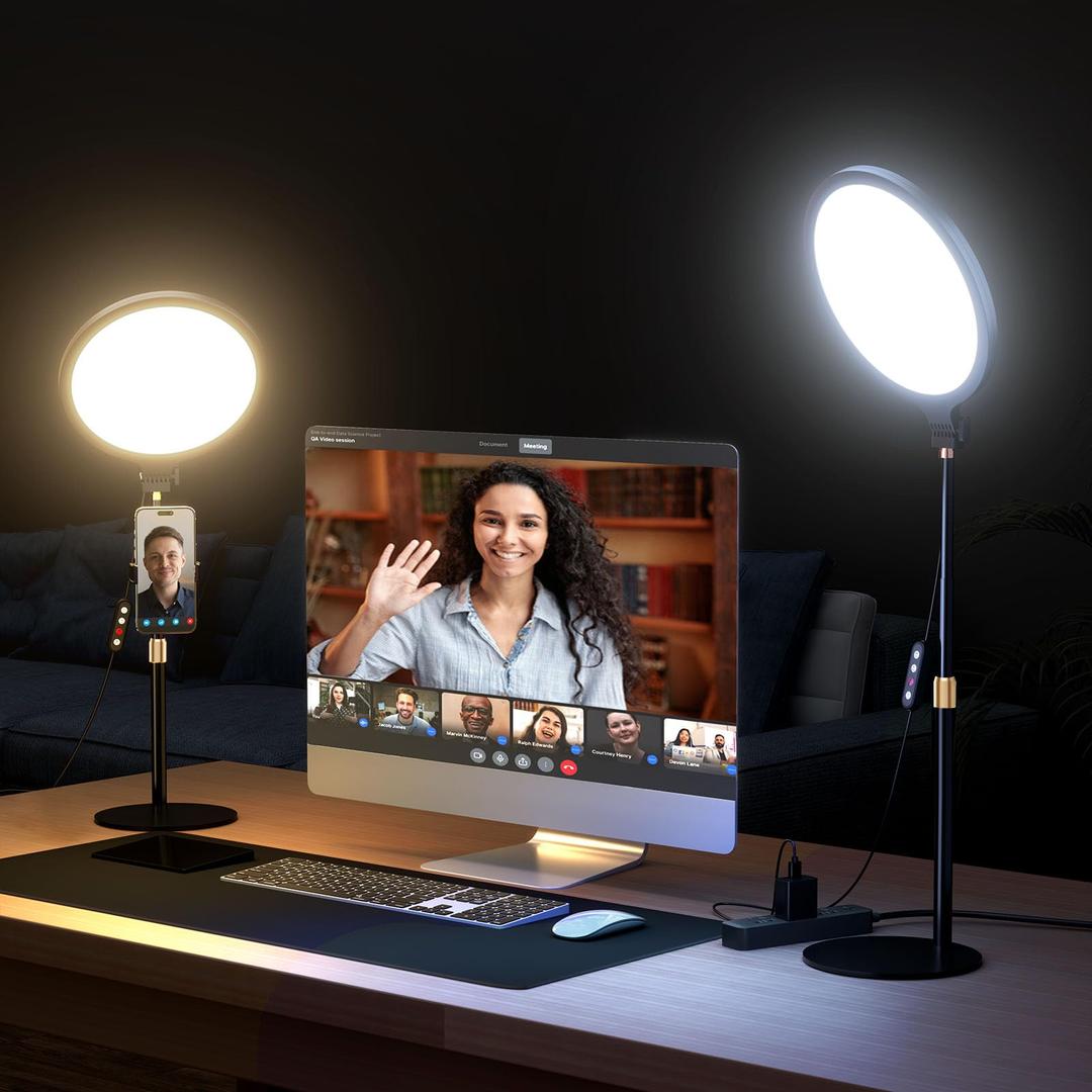 Ring Light with Stand for Zoom Meetings, 360° Rotate 10.5" Zoom Lighting for Computer Video Conference Light Desk Light, LED Full-Screen Zoom Light with Phone Holder for Live Streaming, Video Call