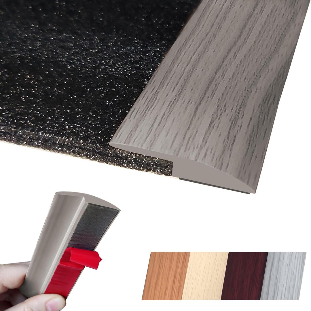 Floor Transition Strip Self Adhesive Carpet Wood Tile Vinyl Flooring Laminate Transition Cover Edge Trim Gap Doorway Threshold for Uneven Floors Heights Within 5 mm (40 inches, Gray Forest)