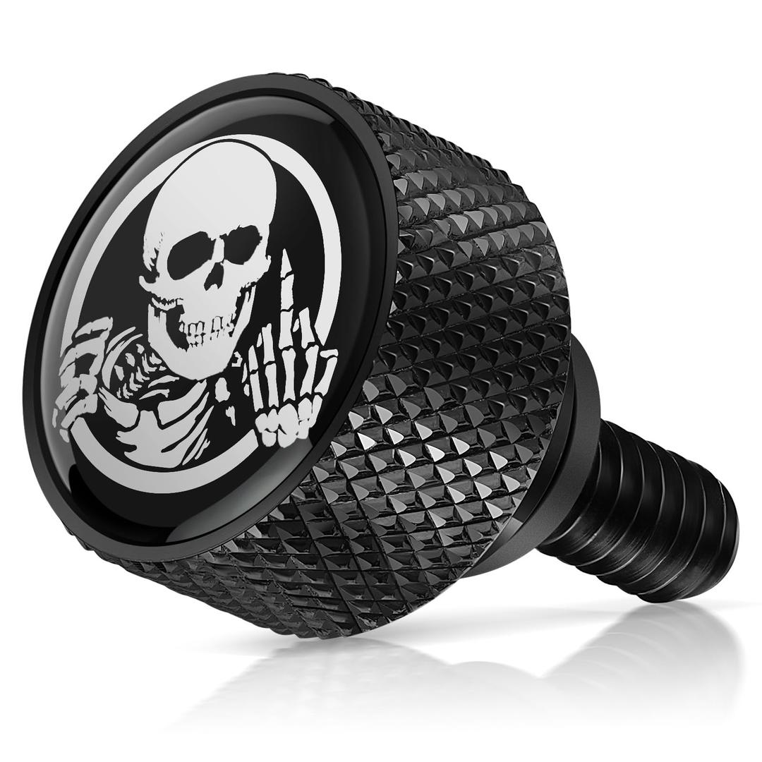 AMAZICHA Stainless Seat Bolt Fender Rear Seat Screw Skull Pattern Black 1/4"-20 Thread Compatible with 1997-2024 Harley Davidson Touring XG XL Dyna Softail Sportster CVO Fatbob