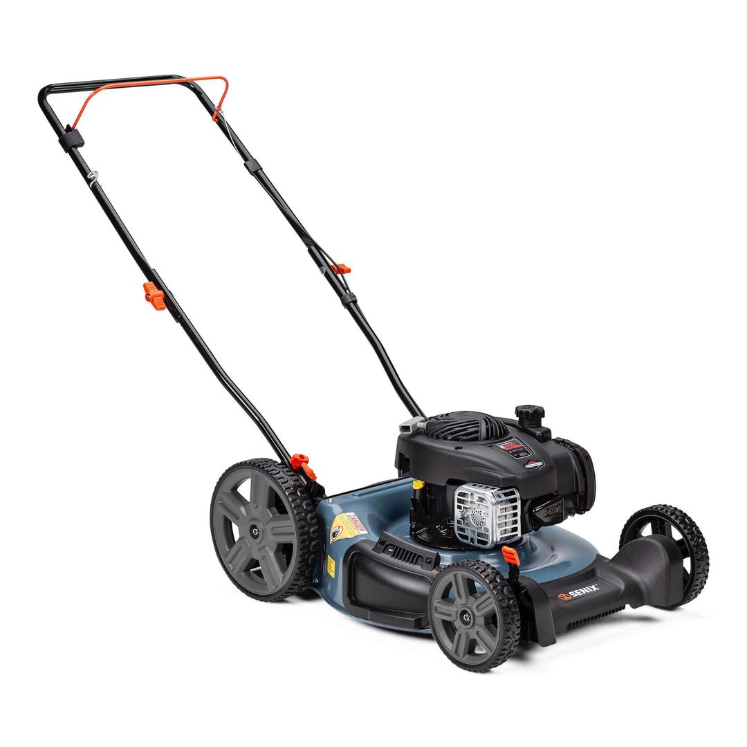 SENIX LSPG-M4 21-Inch Gas Push Lawn Mower with 125 cc 4-Cycle Briggs & Stratton Engine, Mulching and Side Discharge, 6-Position Dual Lever Height Adjustment