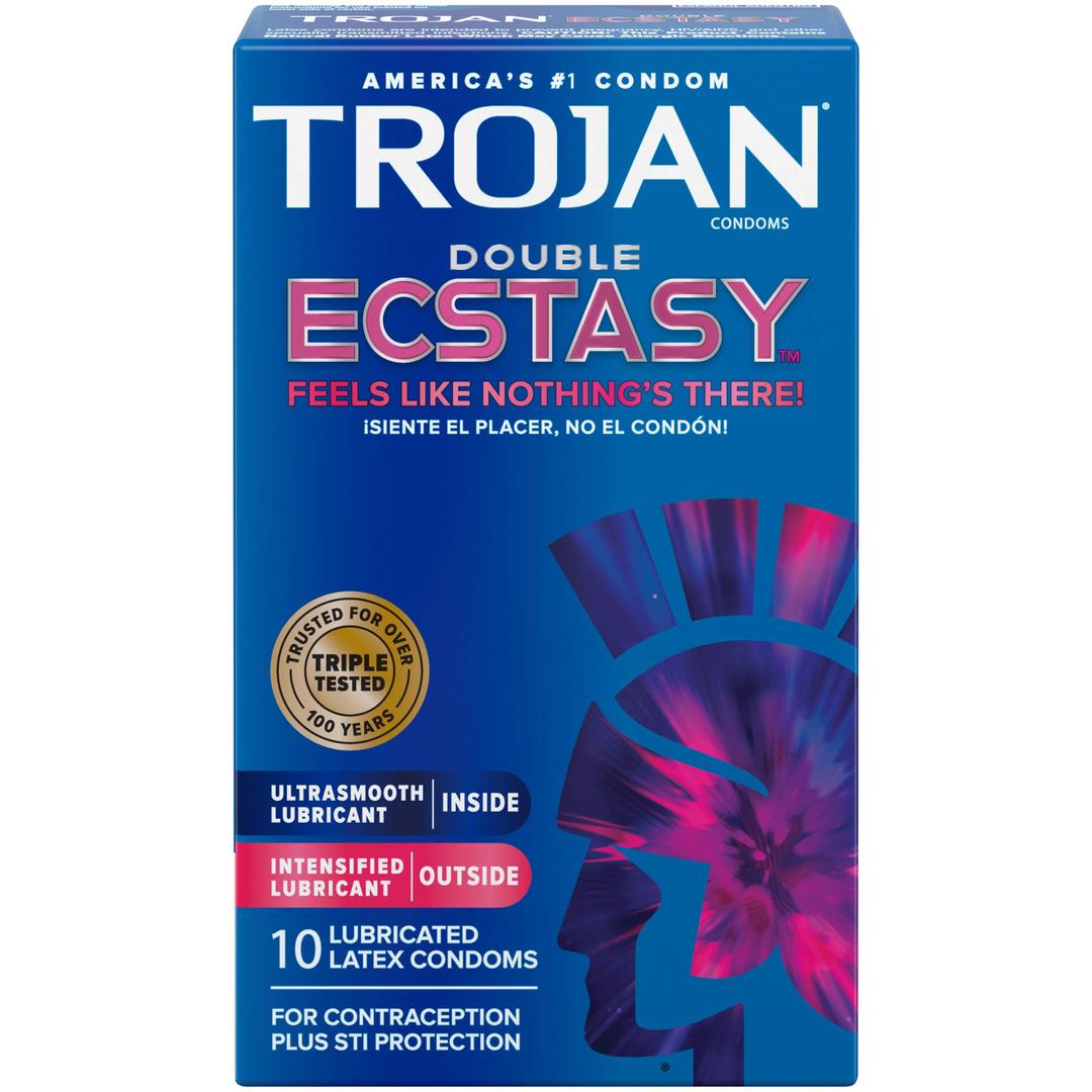 Trojan Double Ecstasy Lubricated Condoms - 10 Count