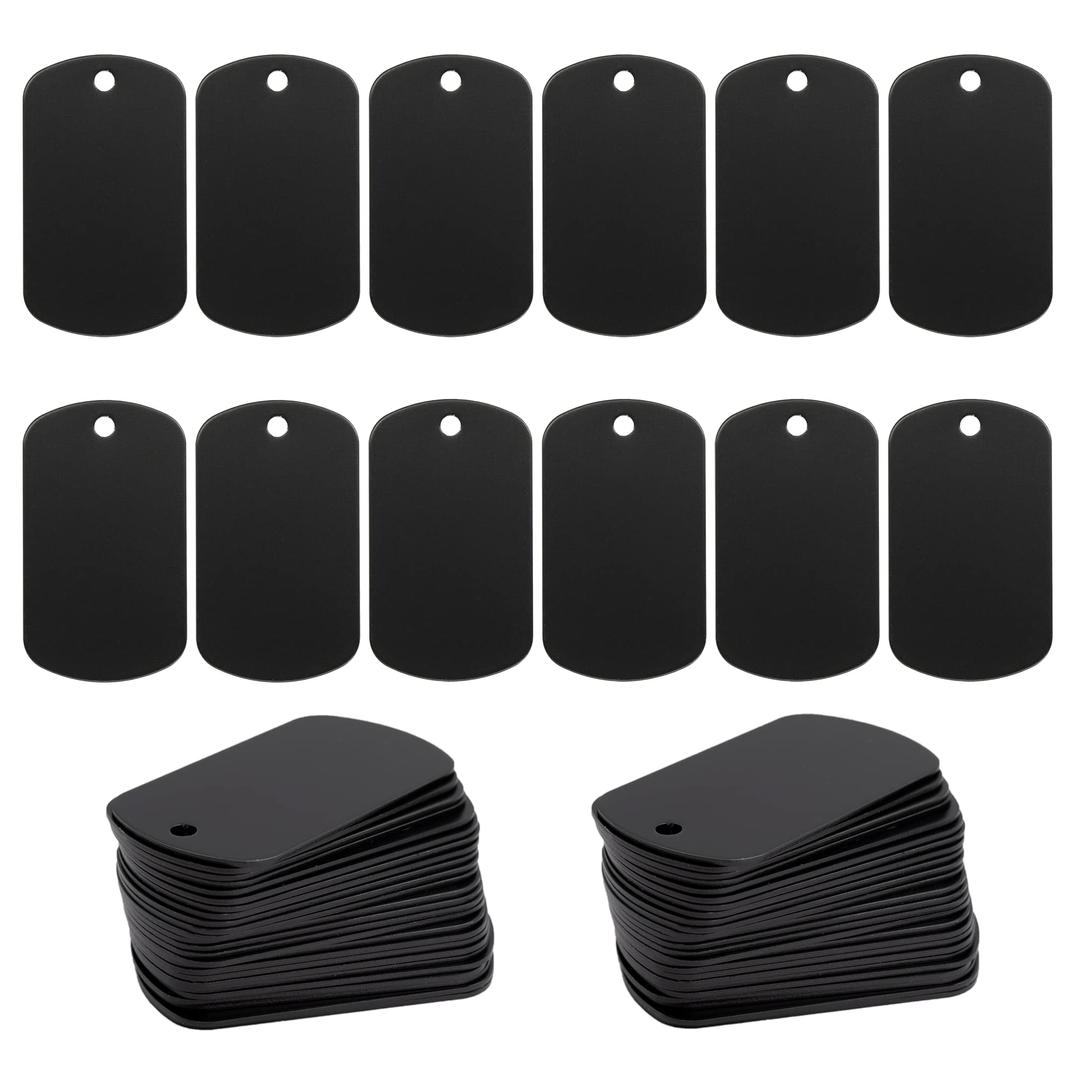 StayMax 100 Pack Anodized Aluminum Engraving Blank Tags Stamping Blanks (Black)