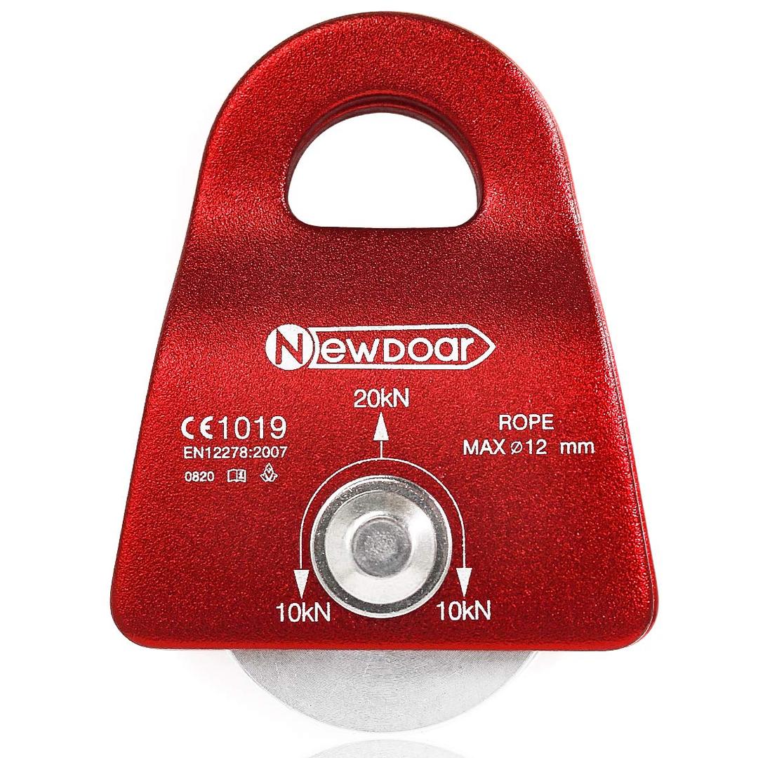 NewDoar Micro Mobile Single Pulley,20kN(4500 lb) Max Rope 1/2in for Rigging Arborist Climbing Rescue,CE Certified