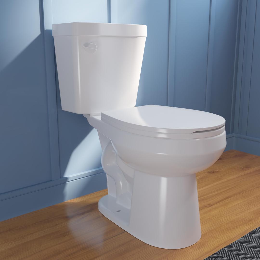 DeerValley Two-Piece Toilets for Bathrooms, ADA Height 17.3" Toilet Bowl With Soft Close Seat, MaP 1000g Single Flush 1.6 GPF Left-Hand Trip Lever Comfort Chair Height 12” Rough in