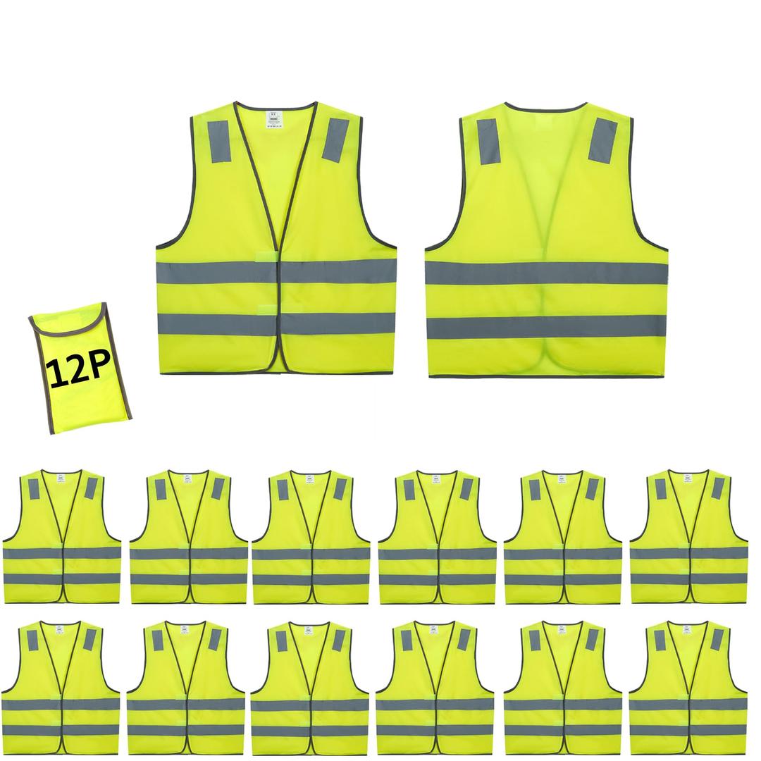 Safety Vests 10 Pack - Yellow Reflective High Visibility Construction ANSI Class 2 Work Vest for Men,Woman,Hi Vis Vest Mesh and Neon Silver Strip