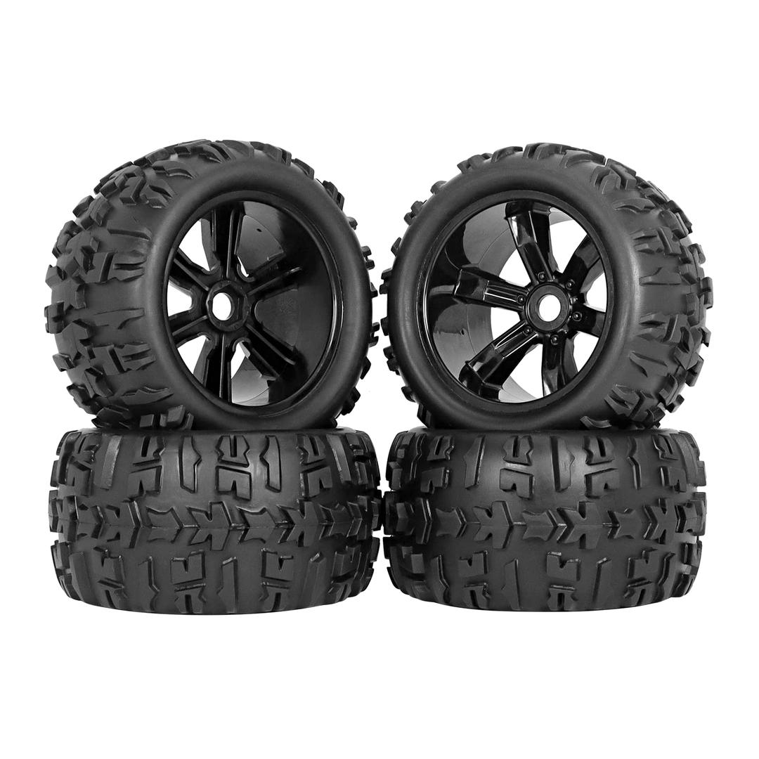 RC Station 17mm Hex RC Wheels and Tires 1/8 Scale RC Truck Buggy PreGlued RC Tires and Rims with Foam Inserts, Assembled RC Tires and Wheels for 1/8 17mm Hex Traxxas,Kraton,ERevo Etc Set of 4