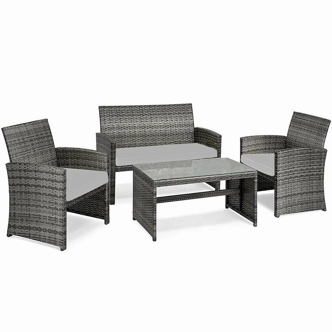 iSTYLE MODE BETTER HOME CHOICE 3 Pieces Replacement Cushions Set For Rattan Chairs Sofa Patio Garden Outdoor Furniture Water Resistant Patio Padding Lightweight and Durable (Grey)