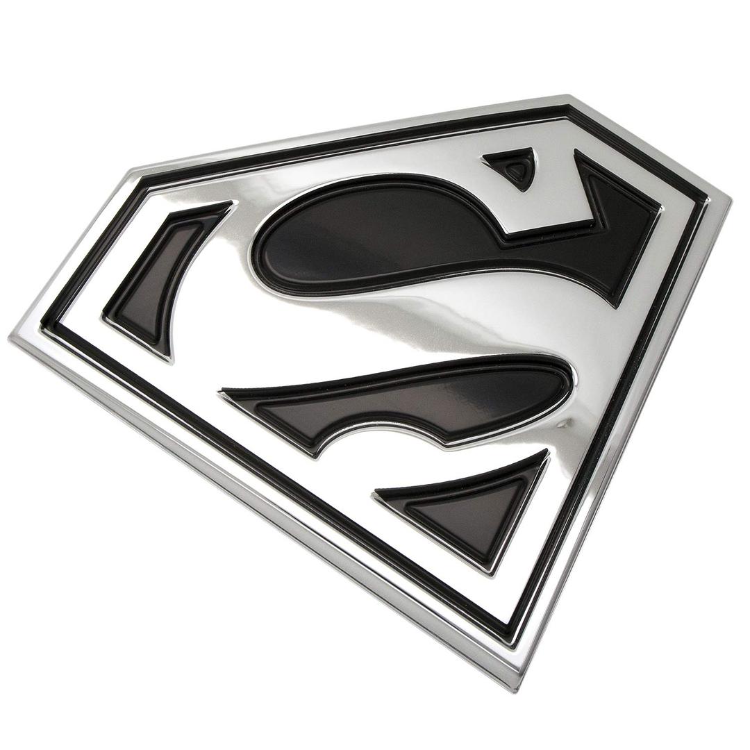 Fan Emblems Superman Logo 3D Car Emblem Black/Chrome, DC Comics Automotive Sticker Decal Badge Flexes to Fully Adhere to Cars, Trucks, Motorcycles, Laptops, Windows, Almost Anything