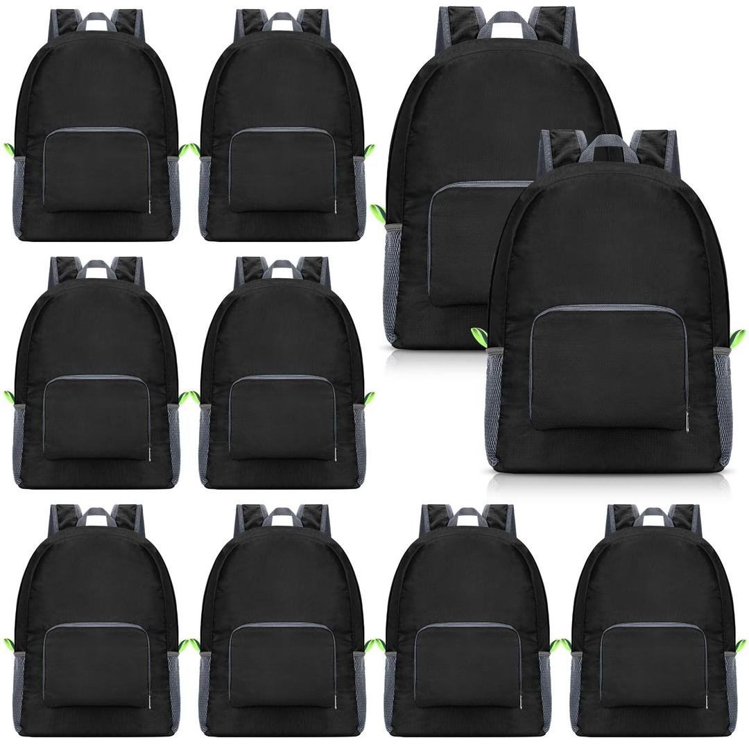 Jexine 10 Pcs Backpacks in Bulk 16.5 Inches Back Pack Basic Backpack for Adult Lightweight Outdoor Travel Book Bags(Black)