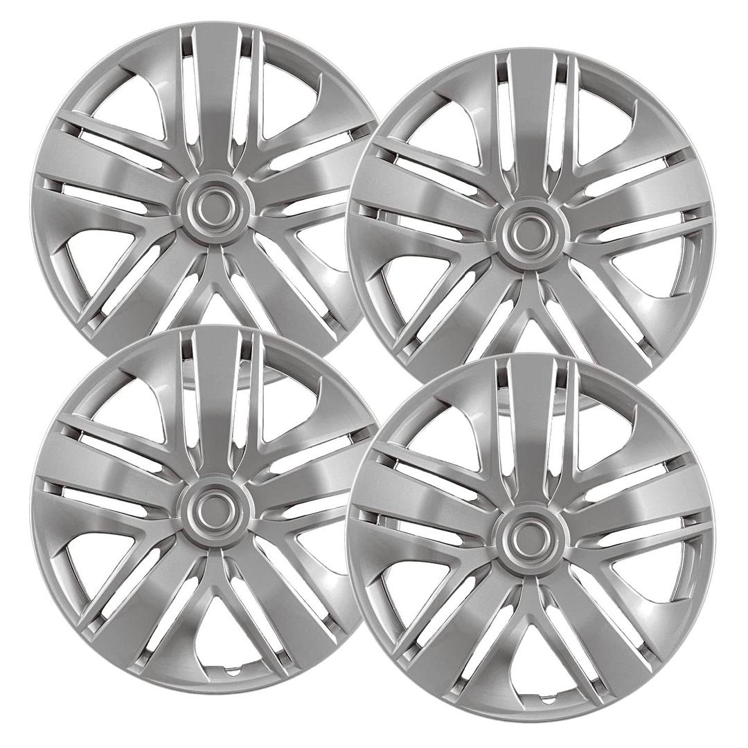 Hubcaps.com - Premium Quality 15 inch Silver Hubcaps fits 2018 2019 2020 Honda Fit, Heavy Duty Solid Clip Construction (Set of 4) (55100AMS-4)