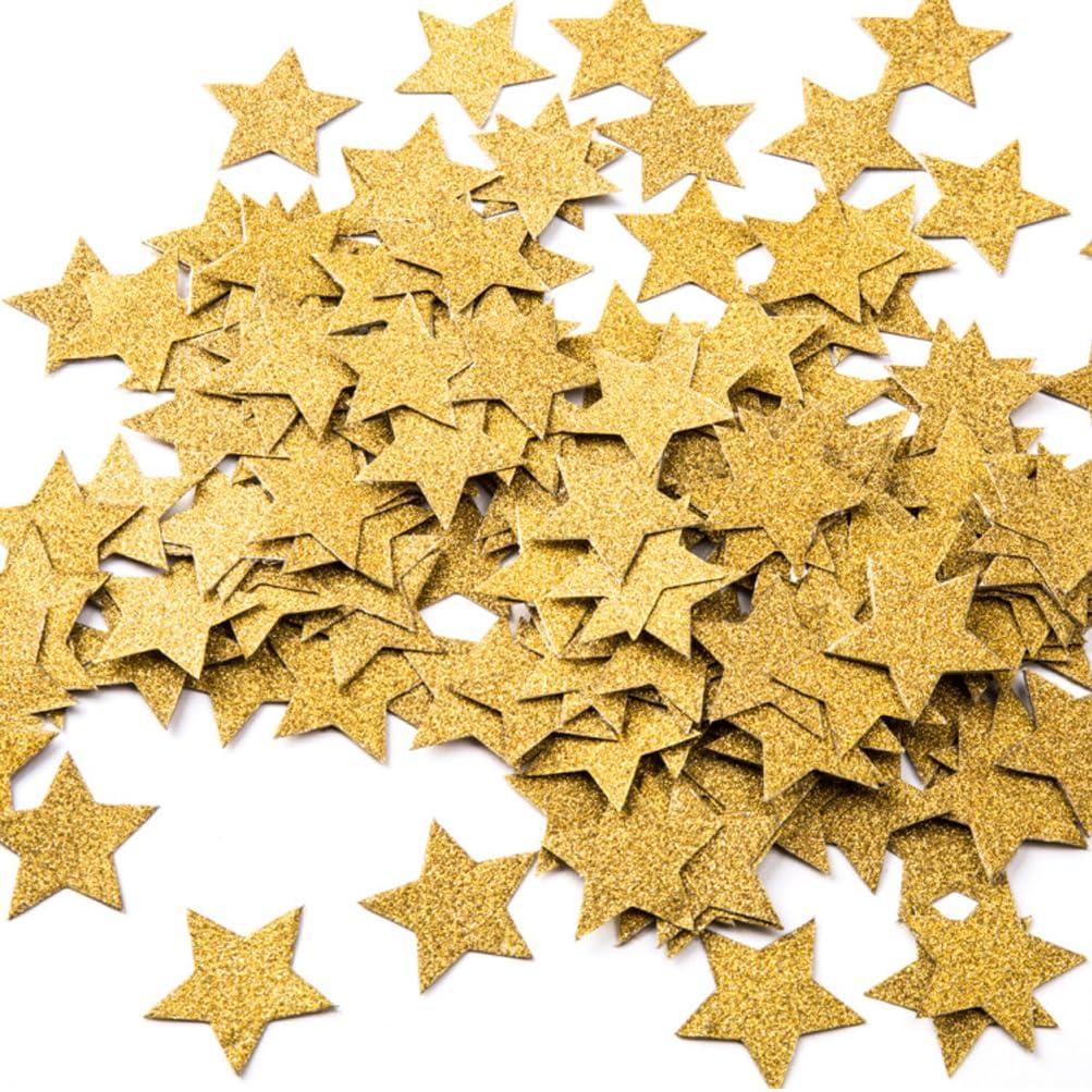 MOWOGlitter Five Stars Confetti Wedding Party Decor and Table Decor, 1.2’’ in Diameter (Glitter Gold,200pc)