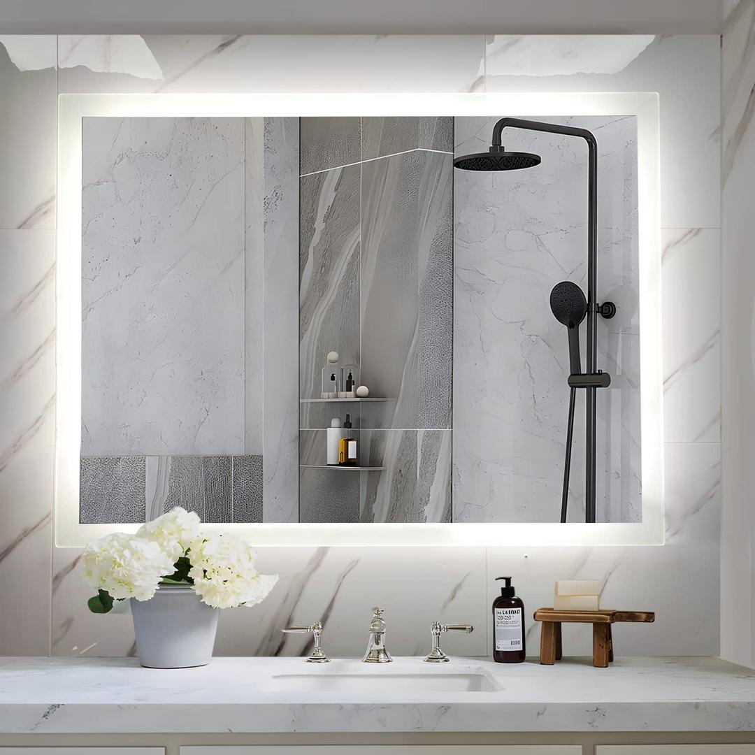 32" x 24" Inch LED Bathroom Wall-Mounted Backlit Vanity Mirror High Lumen Anti-Fog Waterproof Horizontal Installation with Touch Switch