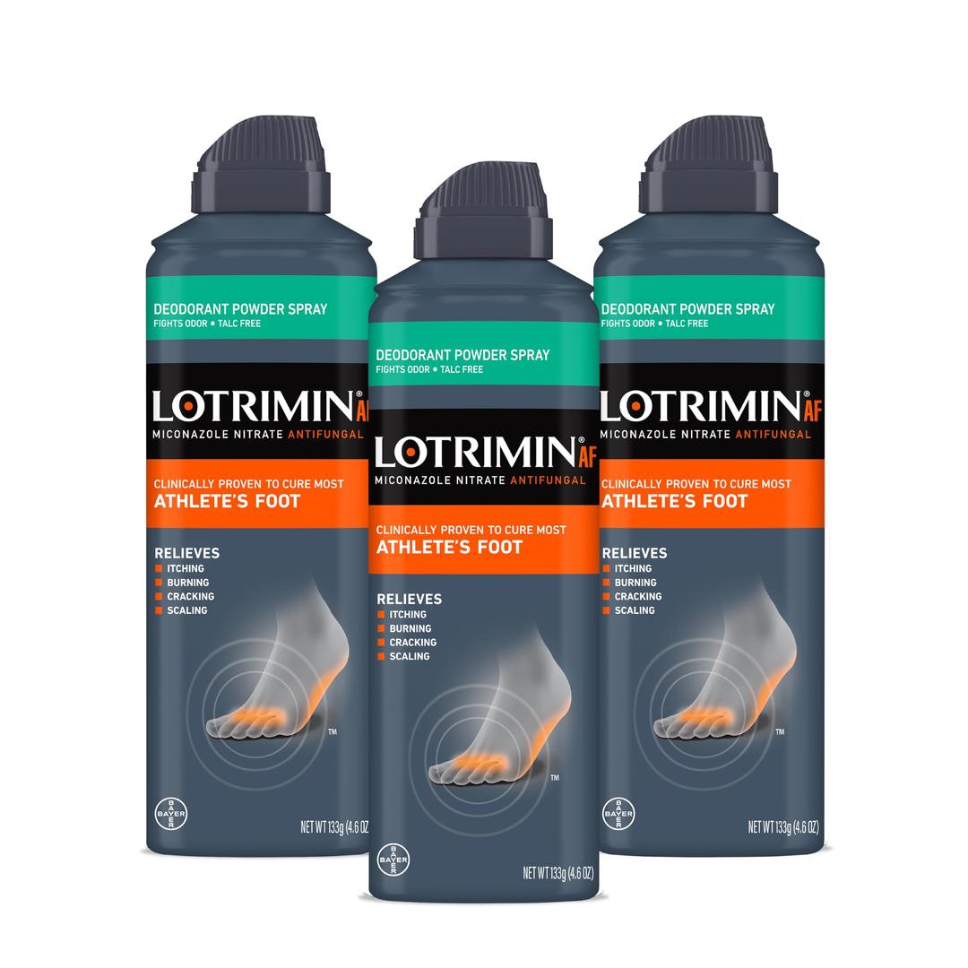 LotriminAthlete's Foot Deodorant Antifungal Powder Spray, Miconazole Nitrate 2%, Clinically Proven Effective Antifungal Treatment of Most AF, Jock Itch & Ringworm, 4.6 Ounce (Pack of 3)