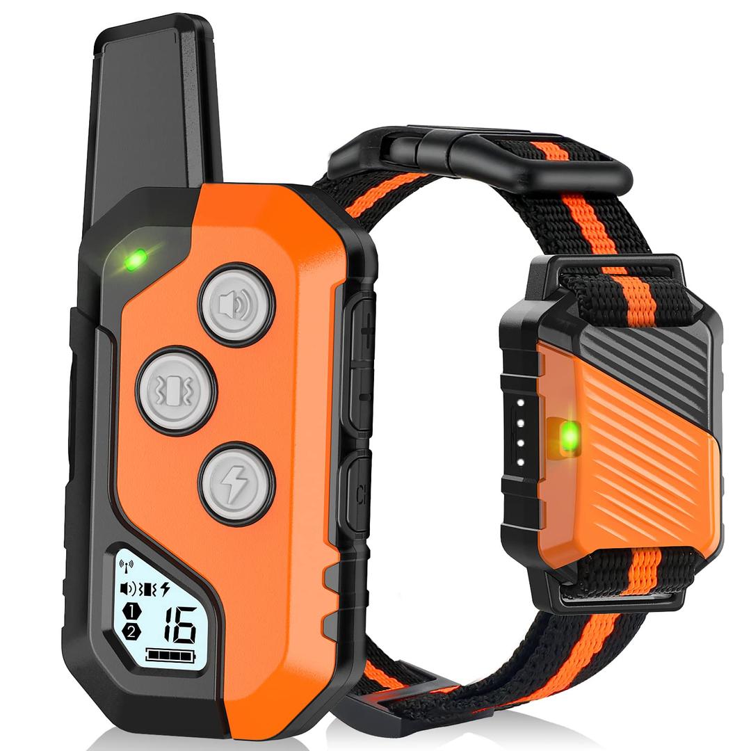 Dog Training Collar, IP67 Waterproof Dog Shock Collar with Remote Control, 3 Training Modes, Shock, Vibration and Beep, Rechargeable Electric Shock Collar for Large Medium Small Dogs