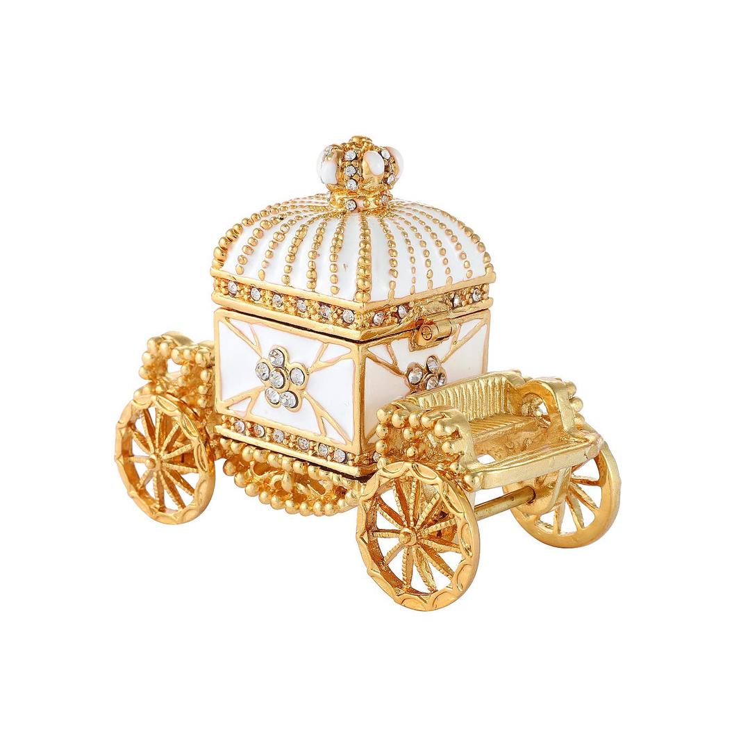 QIFUQIFU Enameled Royal Carriage Style Trinket Box Hinged, Unique Gift for Family