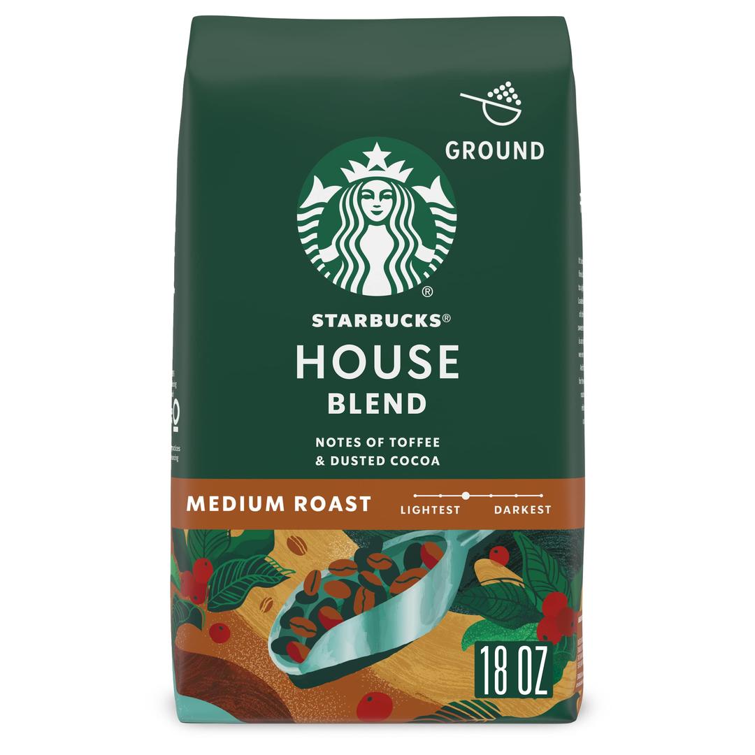 Starbucks Ground Coffee, Medium Roast Coffee, House Blend, 100% Arabica, 1 bag (18 oz)