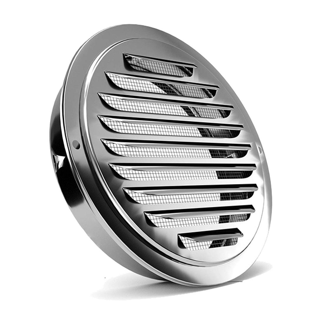 Stainless Steel Air Vents, Louvered Grille Cover Vent Hood Flat Ducting Ventilation Air Vent Wall Air Outlet with Fly Screen Mesh for House (3inch)