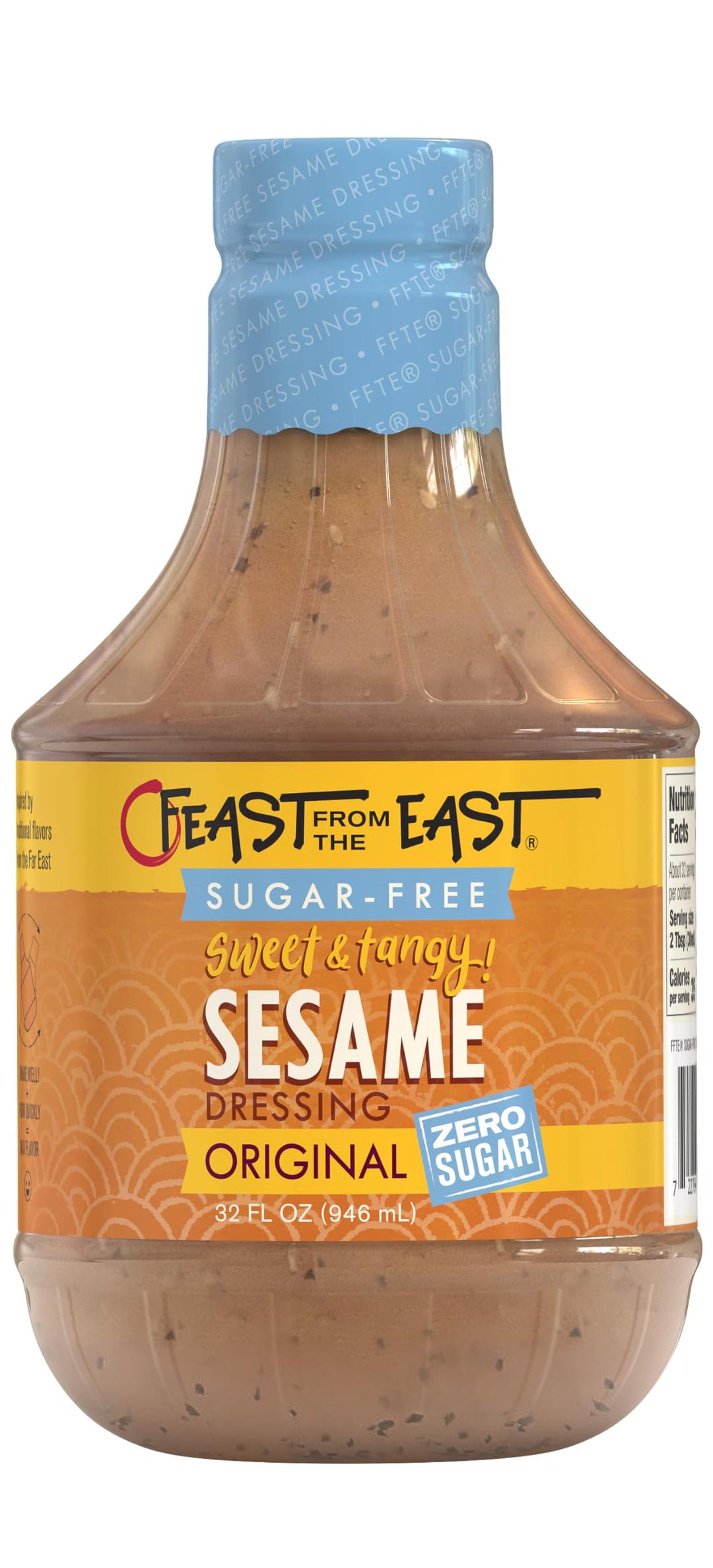 Feast From The East Sugar-Free Sesame Dressing 32oz Keto Friendly Zero Sugar No Carb Gluten Free Chinese Chicken Salad Dressing (Pack of 1)