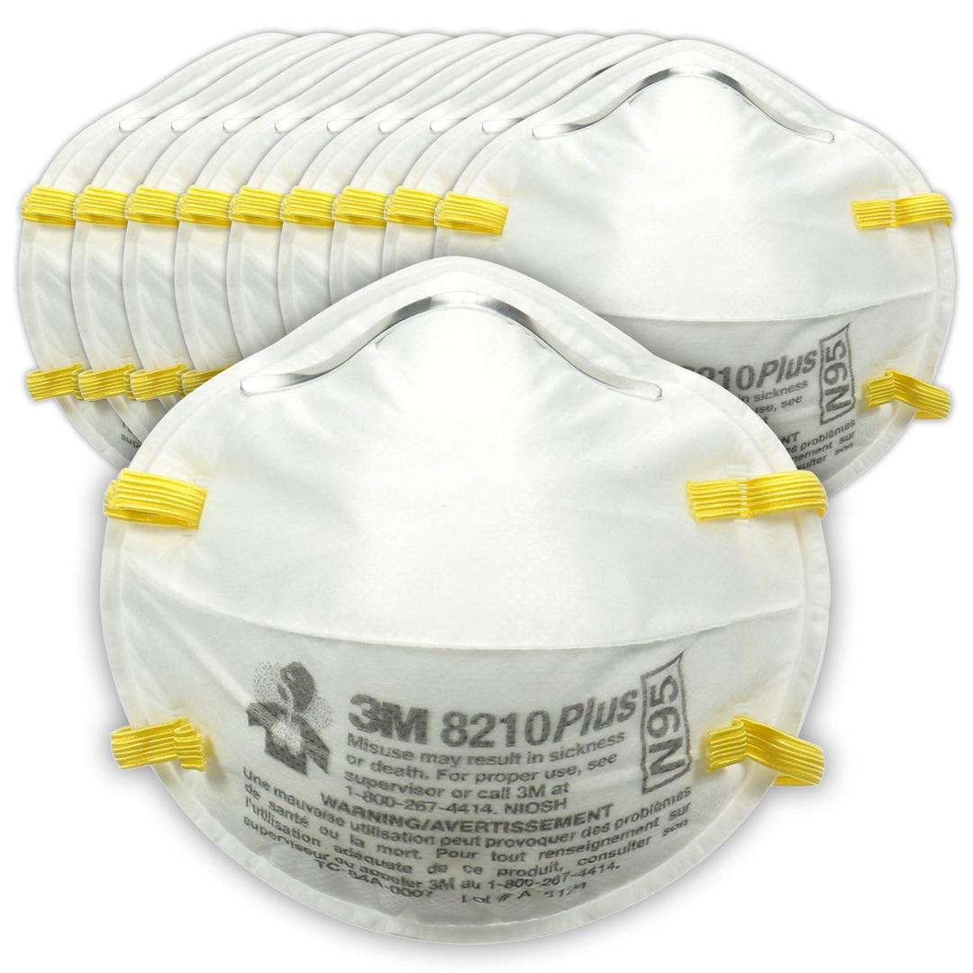 3M Particulate Respirator 8210PlusPro, N95, Smoke, Dust, Grinding, Sanding, Sawing, Sweeping, 10/Pack