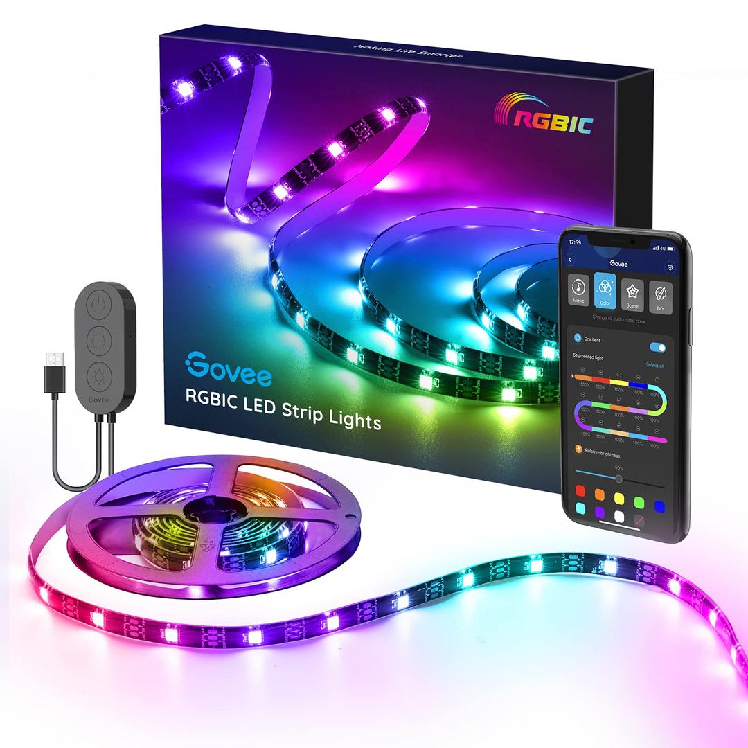 GoveeTV LED Backlight with APP Control, Music Sync, Scene Modes, 6.56FT with RGBIC Color Changing for 30-50 inch TVs, USB Powered