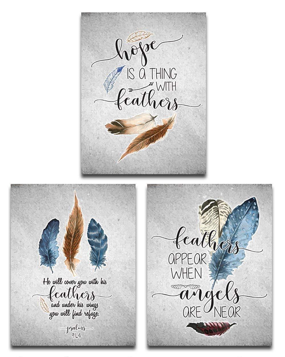 Hope Is A Thing With Feathers Prayer - 11x14 Unframed Typography Art Print Poster - Great Home and Office Decor and Inspirational Gift Under $20