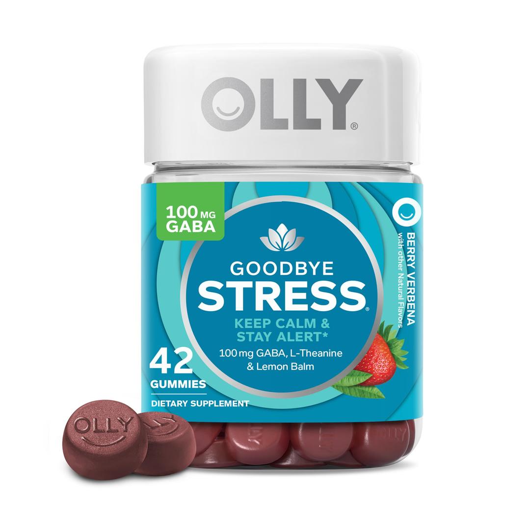 OLLYGoodbye Stress Gummy, GABA, L-Theanine, Lemon Balm, Stress Relief Supplement, Berry - 42 Count