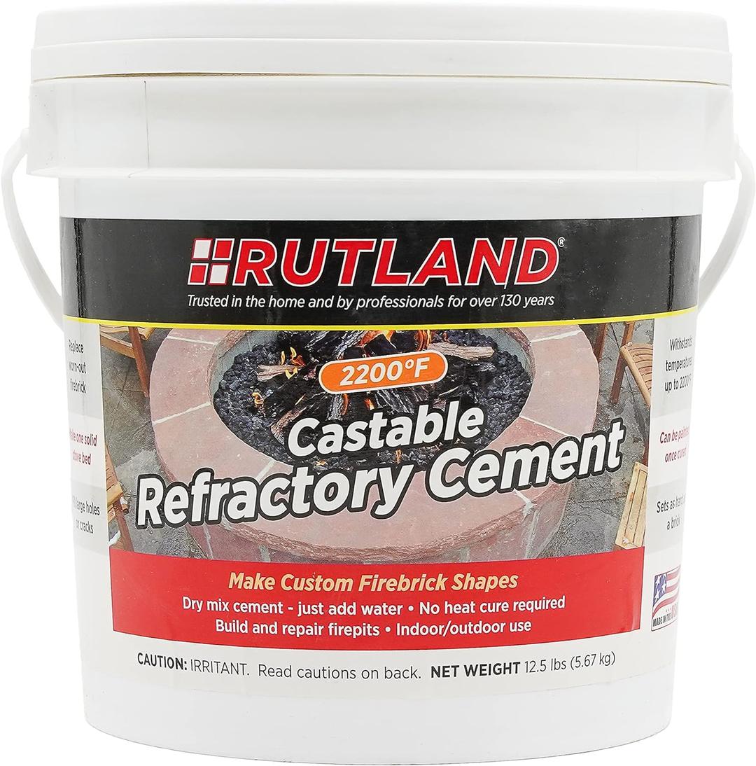 Rutland Castable Refractory Cement, High Temp Fireplace & Woodstove Fire Cement, Taupe, 12.5 Pound